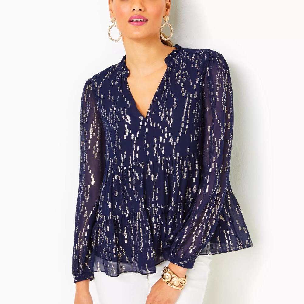 Lilly Pulitzer Sarita Long Sleeve Silk Top